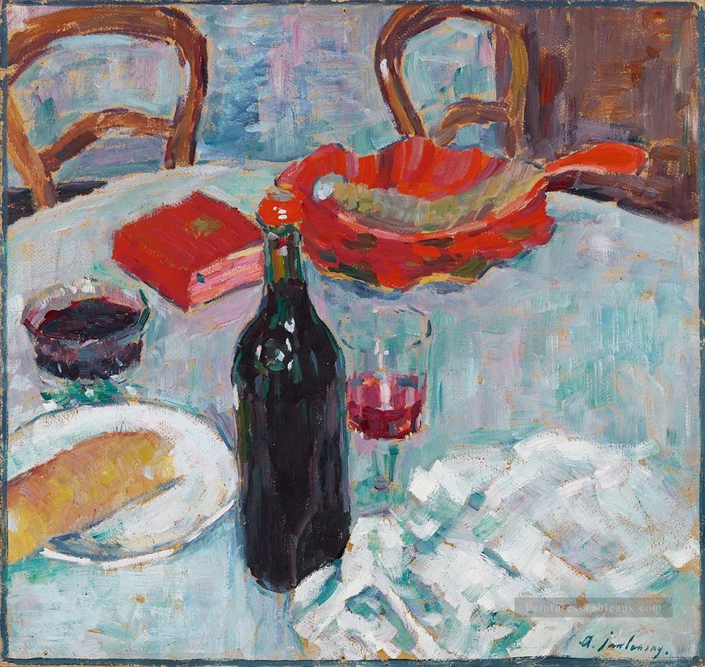 stilleben mit weinflasche 1904 Alexej von Jawlensky Peintures à l'huile